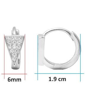 Aretes triangulares Horoz de plata P 925 con acabado brillante zirconia