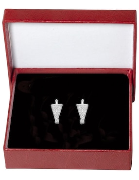Aretes triangulares Horoz de plata P 925 con acabado brillante zirconia
