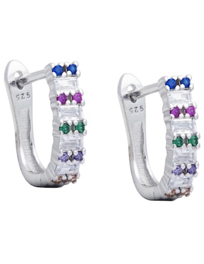 Aretes Huggies Horoz De Plata P.925 Acabado Pulido Zirconia