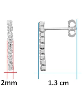 Broqueles de barra Horoz de plata P 925 con acabado pavé zirconia