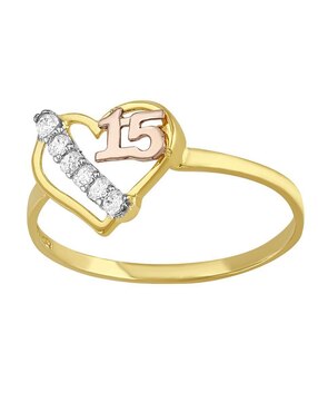 Anillo De Corazón Horoz 10 K De Oro Zirconia