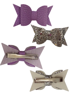 Set de 4 moños para cabello Liz Calderon con aplicación glitter