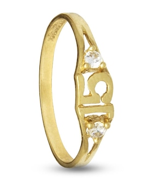 Anillo Horoz 10 k de oro zirconia pulido