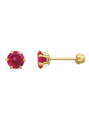 Broqueles redondos Horoz de oro con acabado brillante zirconia
