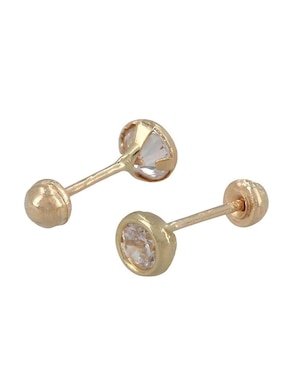 Broqueles redondos Horoz de oro con acabado brillante zirconia