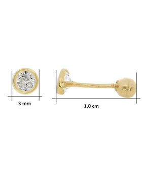 Broqueles redondos Horoz de oro con acabado brillante zirconia