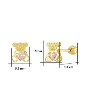 Broqueles de oso Horoz de oro con acabado brillante zirconia
