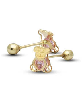 Broqueles de oso Horoz de oro con acabado brillante zirconia