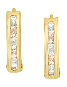 Aretes Huggies Horoz De Oro 10 K Con Acabado Pulido Zirconia