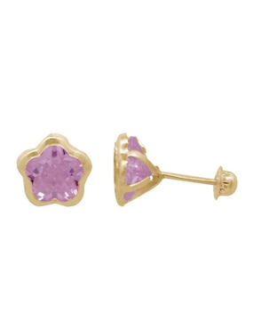 Broqueles de flor Horoz de oro con acabado brillante zirconia