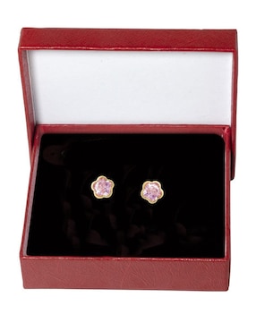 Broqueles de flor Horoz de oro con acabado brillante zirconia