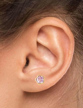 Broqueles de flor Horoz de oro con acabado brillante zirconia