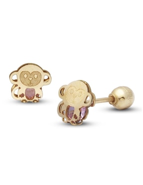 Broqueles de chango Horoz de oro con acabado brillante zirconia