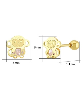 Broqueles de chango Horoz de oro con acabado brillante zirconia