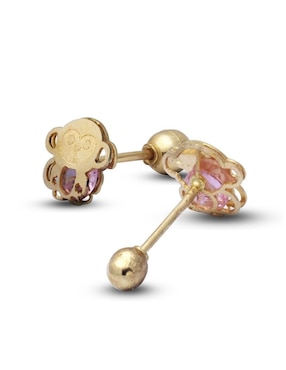 Broqueles de chango Horoz de oro con acabado brillante zirconia
