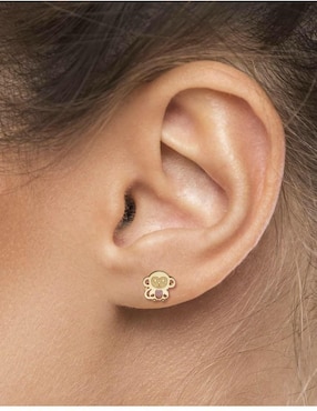 Broqueles de chango Horoz de oro con acabado brillante zirconia
