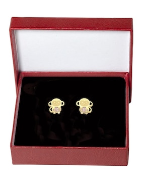 Broqueles de chango Horoz de oro con acabado brillante zirconia