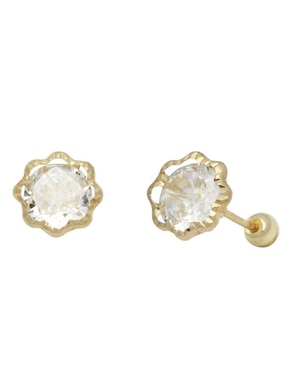 Broqueles de flor Horoz de oro con acabado diamantado zirconia