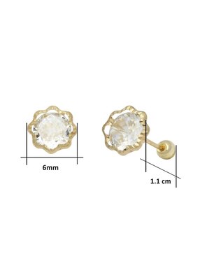 Broqueles de flor Horoz de oro con acabado diamantado zirconia