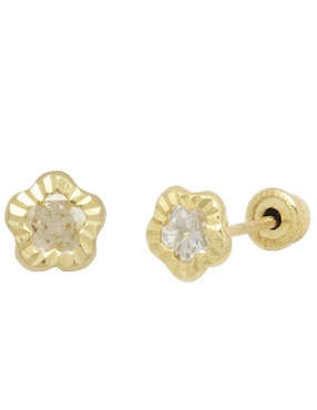 Broqueles de flor Horoz de oro con acabado diamantado zirconia
