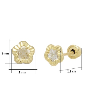 Broqueles de flor Horoz de oro con acabado diamantado zirconia