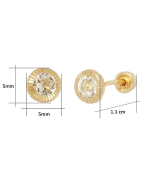 Broqueles circulares Horoz de oro con acabado diamantado zirconia