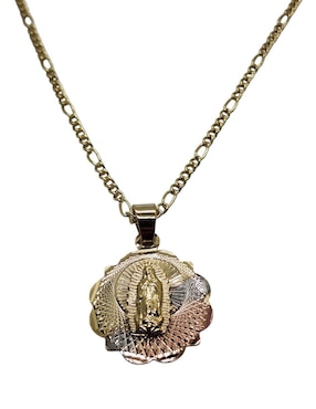 Medalla y cadena virgen de guadalupe Limerence By Claudia Herrera de oro laminado 14 K