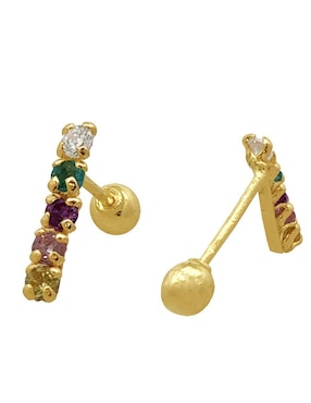 Broqueles de barra Horoz de oro con acabado brillante zirconia