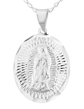 Medalla Y Cadena Virgen De Guadalupe Horoz De Plata P925