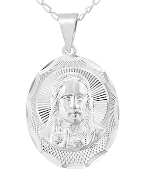 Medalla y cadena Jesús de Nazaret ovalada Horoz de plata P 925