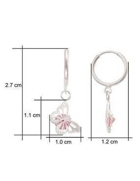 Aretes de mariposa Horoz de plata P 925 con acabado brillante zirconia