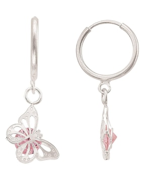 Aretes de mariposa Horoz de plata P 925 con acabado brillante zirconia