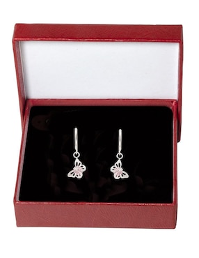 Aretes de mariposa Horoz de plata P 925 con acabado brillante zirconia