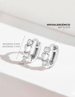 Aretes de corazón In Season Jewelry de plata P 925 con acabado brillante