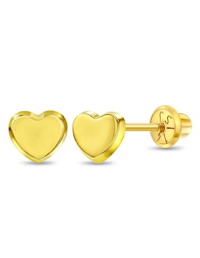 Broqueles de corazón In Season Jewelry de oro con acabado brillante