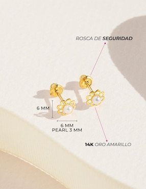 Broqueles de flor In Season Jewelry de oro amarillo 14 K con acabado brillante