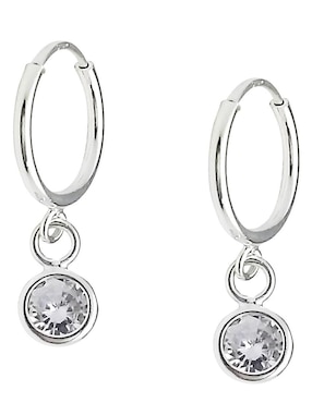 Aretes redondos Horoz de plata P 925 con acabado brillante zirconia