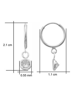 Aretes redondos Horoz de plata P 925 con acabado brillante zirconia