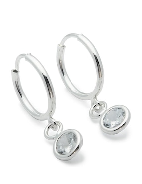 Aretes redondos Horoz de plata P 925 con acabado brillante zirconia