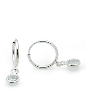 Aretes redondos Horoz de plata P 925 con acabado brillante zirconia