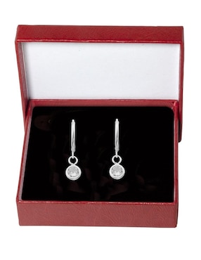 Aretes redondos Horoz de plata P 925 con acabado brillante zirconia