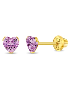 Broqueles de corazón In Season Jewelry de oro amarillo 14 K con acabado brillante