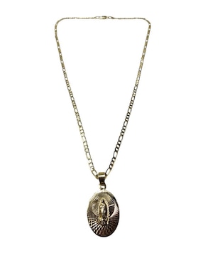 Medalla y cadena Virgen de Guadalupe ovalada Limerence By Claudia Herrera de oro laminado 14 K