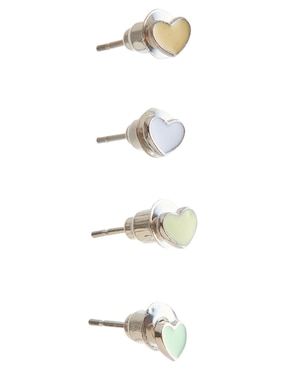 Set de aretes de corazón Piquenique con acabado brillante