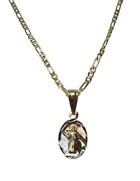 Medalla y cadena San Benito ovalada Limerence By Claudia Herrera de oro laminado 14 K