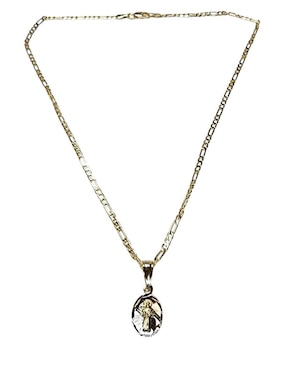 Medalla y cadena San Benito ovalada Limerence By Claudia Herrera de oro laminado 14 K