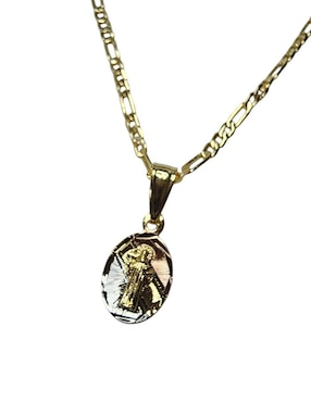 Medalla y cadena San Benito ovalada Limerence By Claudia Herrera de oro laminado 14 K