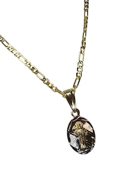Medalla y cadena San Benito ovalada Limerence By Claudia Herrera de oro laminado 14 K