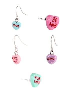 Set de aretes de corazón Piquenique con acabado brillante