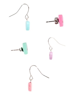 Set de aretes de corazón Piquenique con acabado brillante